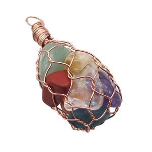 Mix Gemstone Chip Pendant Wire Wrapped, approx 20-50mm