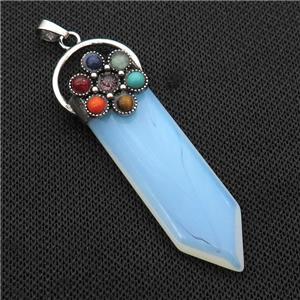 White Opalite Arrowhead Pendant Chakra Antique Silver, approx 17-50mm