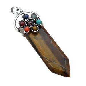 Tiger Eye Stone Arrowhead Pendant Chakra Antique Silver, approx 17-50mm