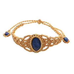 Blue Lapis Macrame Bracelet Adjustable, approx 20mm, 6mm, 18-24cm length