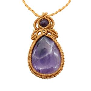Purple Amethyst Macrame Necklace, approx 25-30mm