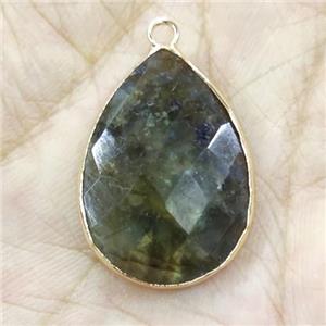 Labradorite Pendant Faceted Teardrop, approx 18-25mm