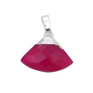 Red Agate Fan Pendant Dye Silver Plated, approx 11-16mm