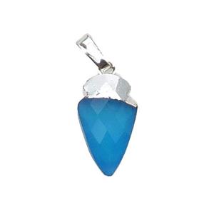 Blue Agate Arrowhead Pendant Dye Silver Plated, approx 9-15mm