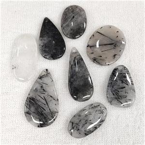 Black Rutilated Quartz Pendant Mix Shape, approx 20-40mm