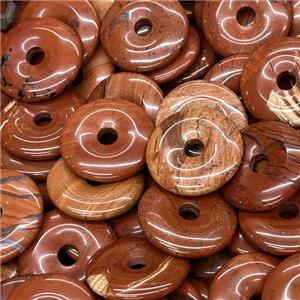 Natural Red Jasper Donut Pendant, approx 30mm