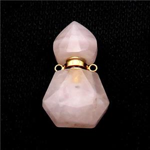 Natural Rose Quartz Perfume Bottle Pendant Pink, approx 16-27mm