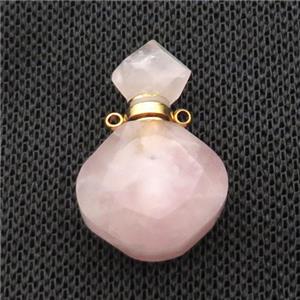 Natural Pink Rose Quartz Perfume Bottle Pendant, approx 17-26mm