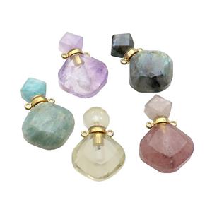 Natural Gemstone Perfume Bottle Pendant Mixed, approx 17-26mm