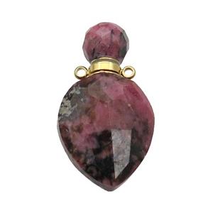 Natural Rhodonite Perfume Bottle Pendant Pink, approx 20-38mm