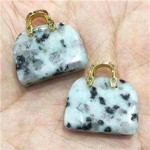 Natural Kiwi Jasper Bag Pendant, approx 20-24mm