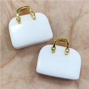 White Jade Bag Pendant, approx 20-24mm