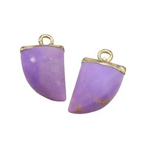 Lavender Lepidolite Pendant Dye Horn Gold Plated, approx 5-15mm