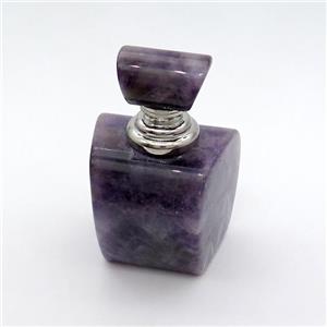 Natural Amethyst Perfume Bottle Pendant Purple Nohole, approx 30x40x60mm