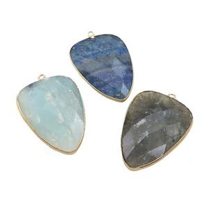 Mix Gemstone Arrowhead Pendant Gold Plated, approx 24-33mm