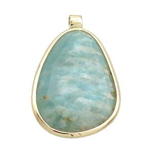 Green Amazonite Teardrop Pendant Gold Plated, approx 22-33mm