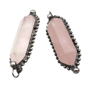 Pink Rose Quartz Bullet Pendant Antique Silver, approx 13.5-45mm