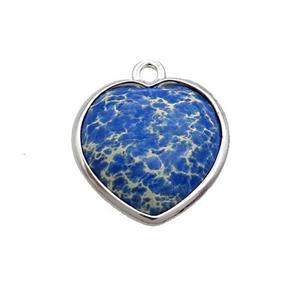 Blue Imperial Jasper Heart Pendant, approx 17mm