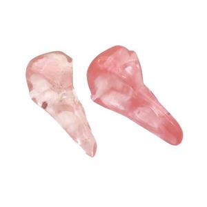 Pink Synthetic Quartz Raven Pendant Undrilled Nohole, approx 15-30mm