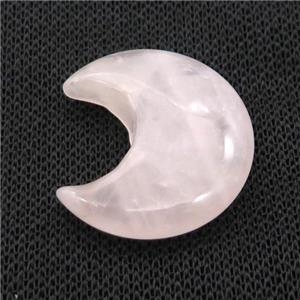 Pink Rose Quartz Moon Pendant Undrilled, approx 28-30mm