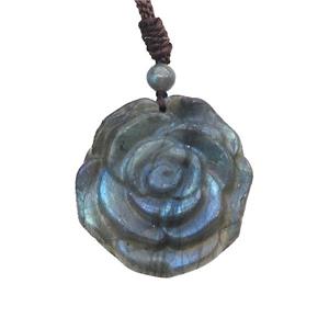 Natural Labradorite Necklace Flower, approx 35mm