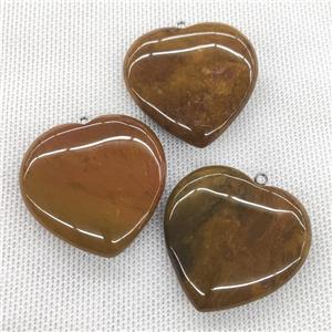 Natural Ocean Agate Heart Pendant Brown, approx 40mm