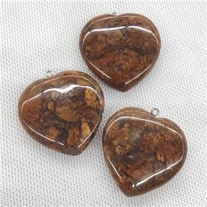 Natural Hematoid Agate Heart Pendant, approx 40mm