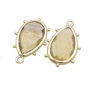 Lemon Quartz Teardrop Pendant Yellow Gold Plated, approx 10-18mm