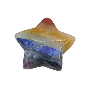 Gemstone Chakra Star Pendant Yoga Multicolor Undrilled, approx 30mm