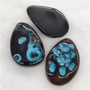 Natural Agate Teardrop Pendant Dye Turqblue, approx 20-50mm