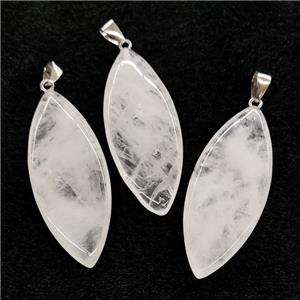 Natural White Crystal Quartz Leaf Pendant, approx 20-50mm