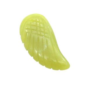 Lemon Jade Angel Wings Pendant Olive, approx 15-30mm