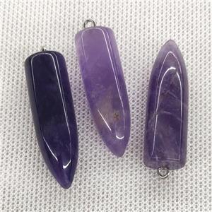 Natural Purple Amethyst Bullet Pendant, approx 10-40mm