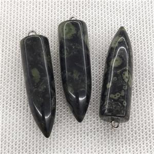 Natural Kambaba Jasper Bullet Pendant Green, approx 10-40mm