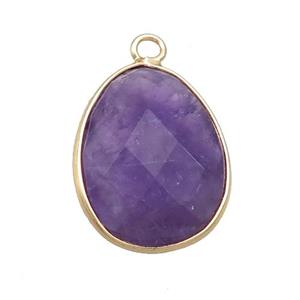 Purple Amethyst Teardrop Pendant Gold Plated, approx 17-23mm