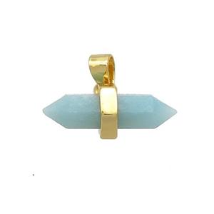 Blue Amazonite Bullet Pendant Gold Plated, approx 4-16mm