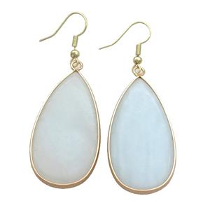 Blue Amazonite Copper Hook Earrings Teardrop Gold Plated, approx 20-40mm