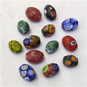 Lampwork Barrel Beads Mixed Color Random Size Matte, approx 13-20mm