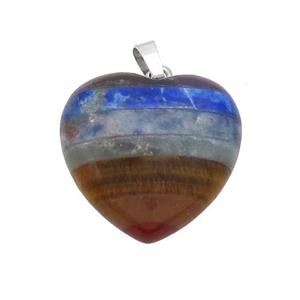 Gemstone Chakra Heart Pendant Yoga Multicolor, approx 25mm