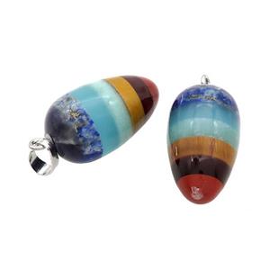 Gemstone Chakra Bullet Pendant Yoga Multicolor, approx 15-25mm