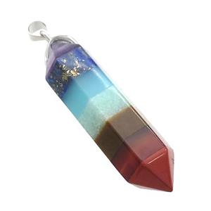 Gemstone Chakra Bullet Pendant Yoga Multicolor, approx 12-40mm