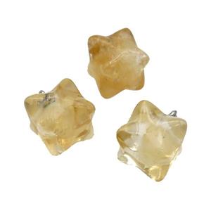 Natural Yellow Citrine Merkaba Star Cube Pendant, approx 15mm