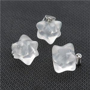 Natural Clear Crystal Quartz Merkaba Star Cube Pendant, approx 15mm