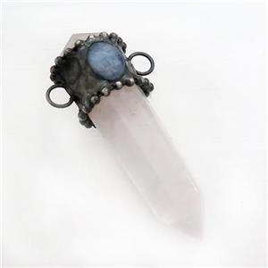 Natural Crystal Quartz Bullet Pendant Kyanite 2loops, approx 14-50mm