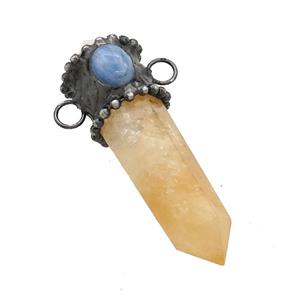 Natural Yellow Citrine Bullet Pendant Kyanite 2loops, approx 14-50mm