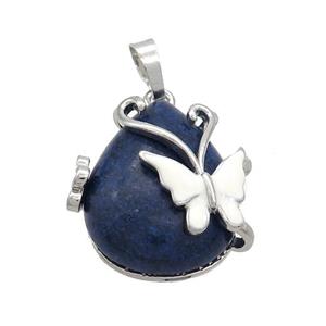 Blue Lapis Lazuli Teardrop Pendant Alloy Platinum Plated, approx 20-25mm