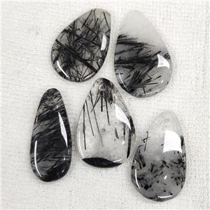 Natural Black Rutilated Quartz Pendant Teardrop, approx 15-40mm