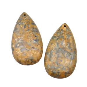 Natural Yellow LeopardSkin Jasper Teardrop Pendant, approx 20-40mm