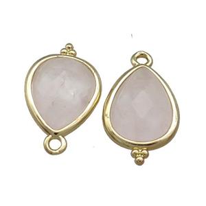 Pink Rose Quartz Teardrop Pendant Gold Plated, approx 12-15mm