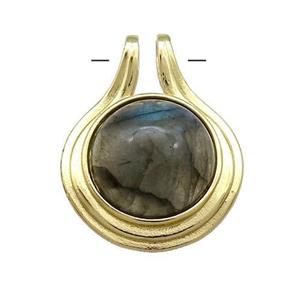 Labradorite Pendant Half Round Circle Gold Plated, approx 22mm